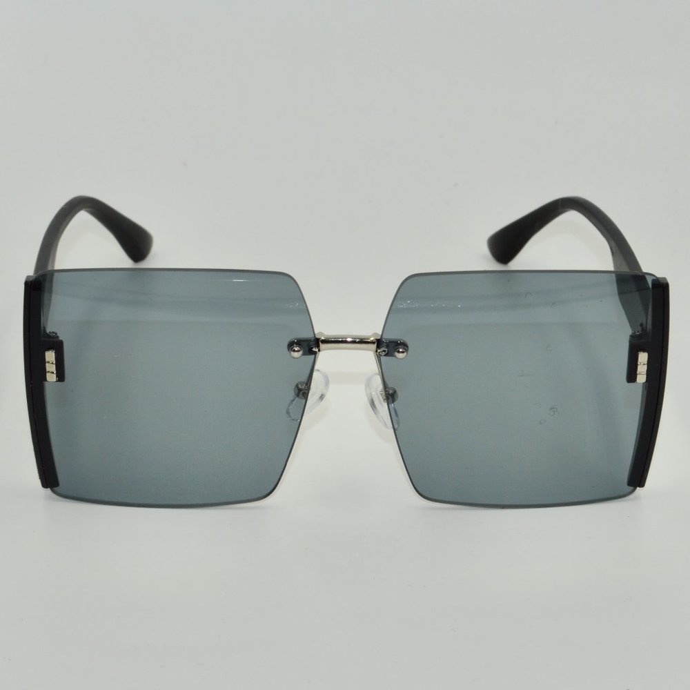 Women's Oversized Semi Rimless Side Glitter Butterfly Sunglasses